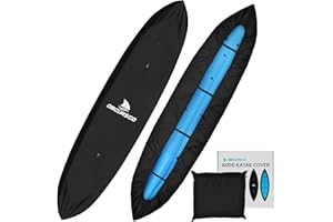 Obcursco 600D Kayak Cover Waterproof, 9.3-16.5FT Thickened UV-Proof, Tear and Fade Resistant Canoe Cover, Kayak Covers for Outdoor and Indoor Storage, Perfect as Kayak Accessories for SUP Paddle Board