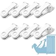 Sunflower Shower Curtain Clips Grey 8-Pack - 3M Adhesive Holders, No Drill, Press To Lock Design