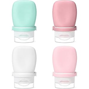 1 oz Silicone Travel Bottles, 4Pcs Leakproof Squeeze Bottle TSA Approved Travel Size Containers Shampoo Bottles Lotion Contai