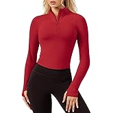 QUEENIEKE Women's Cropped Workout Jacket Half Zip, BBL Compression Long Sleeve Athletic Shirt Pullover Top Gym Thumb Holes