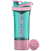 Artoid Mode Inspirational Fitness Workout Sports Protein Shaker Bottle 24-Ounce, Dual Mixing Technology with Shaker Balls & Mixing Grids Included, Twist and Lock Protein Box Storage Included