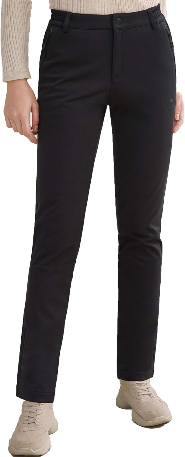 CAMEL Women Hiking Fleece Pants Waterproof- Winter Pants Insulated Softshell Pants Golf Snow Skiing Outerwear: Clothing