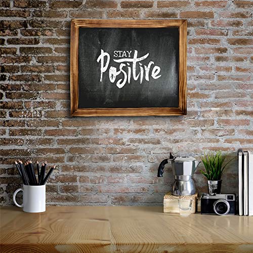 TenXVI Designs 18"x22" Freestanding and Hanging Vertical or Horizontal Magnetic Rustic Chalkboard Sign with Removable Legs for Weddings, Restaurants and Home Decor - Torched Wood