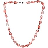 VN Jewelry Women's Handmade Gemstone Necklace - TearDrop Shaped Natural Gemstone Beaded Necklace for Women Ladies Jewelry Gift for Women