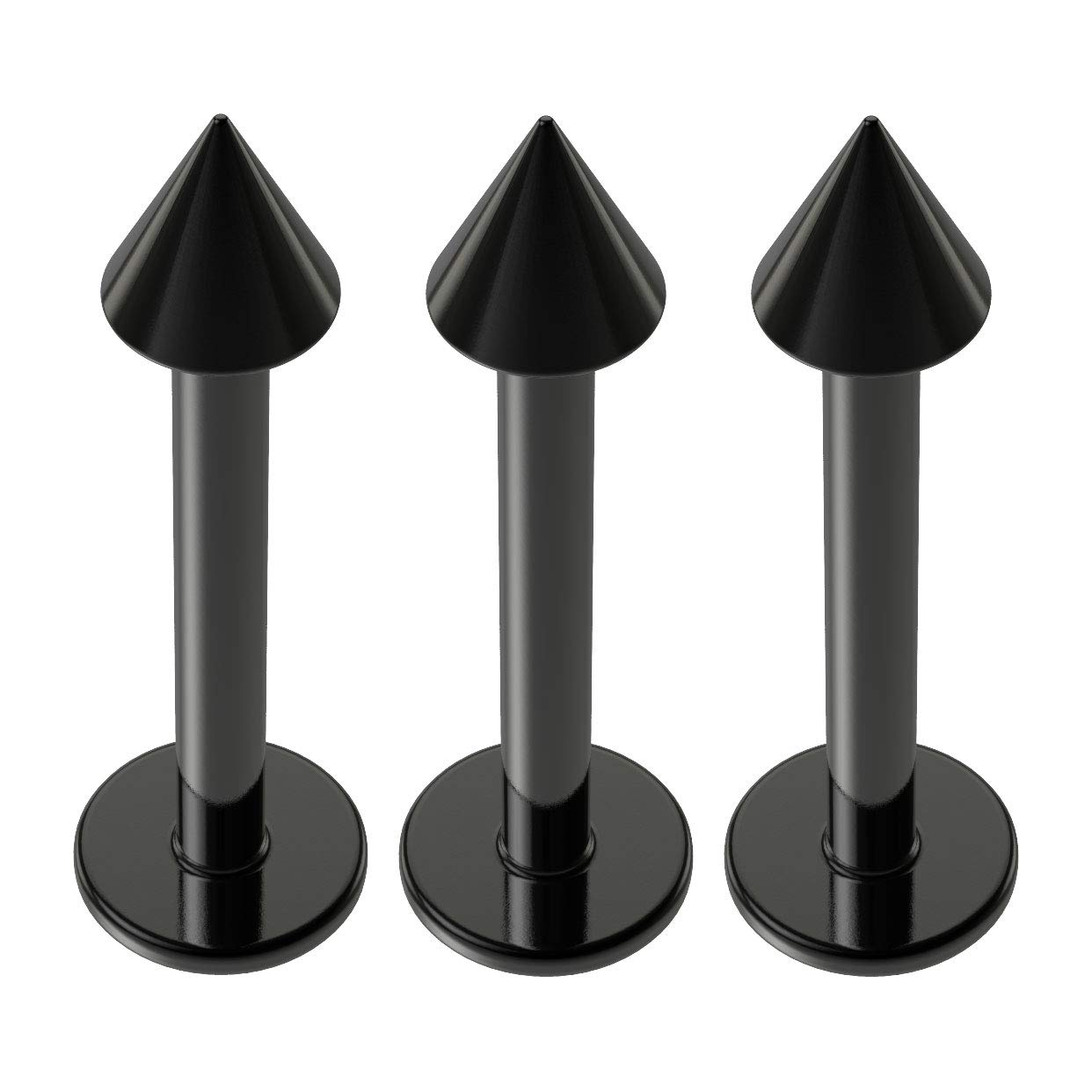 3pc 14g 1.6mm Labret Bar Studs Anodized Black Hypoallergenic Lip Rings Set 14 Guage Piercing Jewellery 8mm