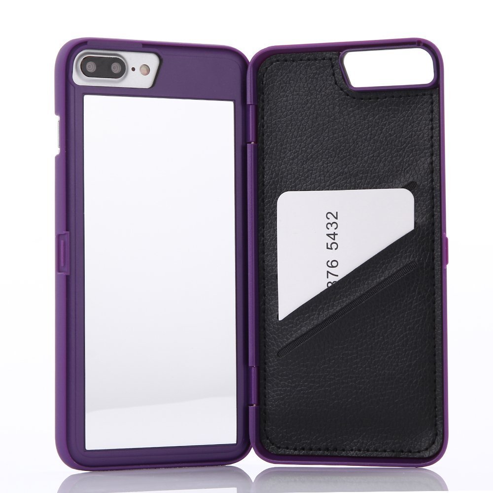 W7ETBEN iPhone 7 Plus Case, iPhone 8 Plus Case,Hidden Back Mirror Wallet Case with Stand Feature and Card Holder for Apple iPhone 7/8 Plus 5.5“ (Purple) — image 1
