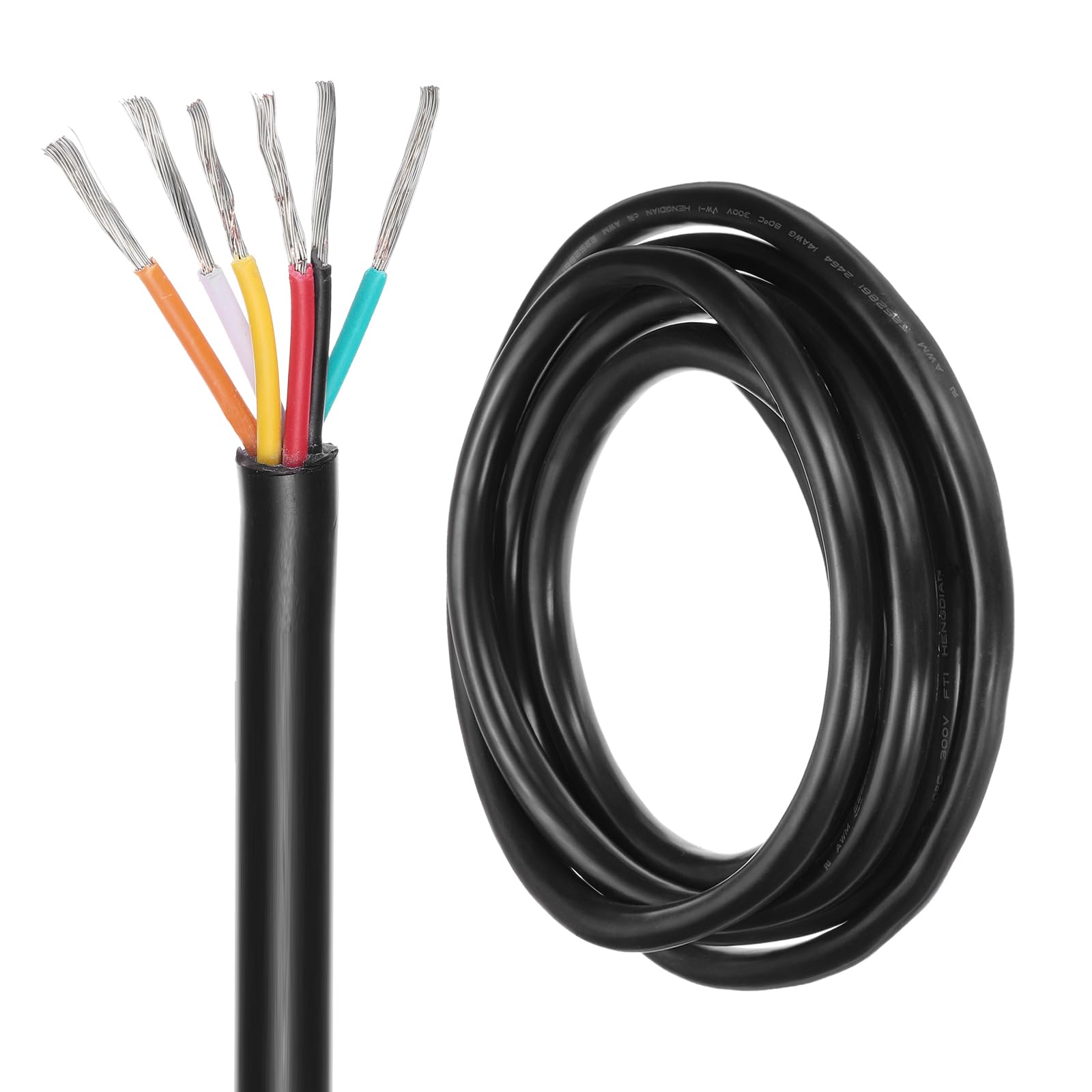 DMiotech 14 Gauge Wire Electrical Wire 6 Conductor, 14 AWG Extension Cable Cord 10 Ft/3 m UL2464 300V Stranded Tinned Copper Wire for LED Lighting Automotive