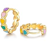 CiNily Heart Rainbow Enamel Small Hoop Earrings/Opal Sutd Earrings for Women Girls Sterling Silver Plated Cute Jewelry Gift