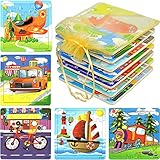 Vileafy Puzzle Party Favors for Kids, Popular Bulk Puzzles Among Children, 12-Pack with Individual Storage Tray & Organza Bag, 5 3/4” x 5 3/4” Per Pack