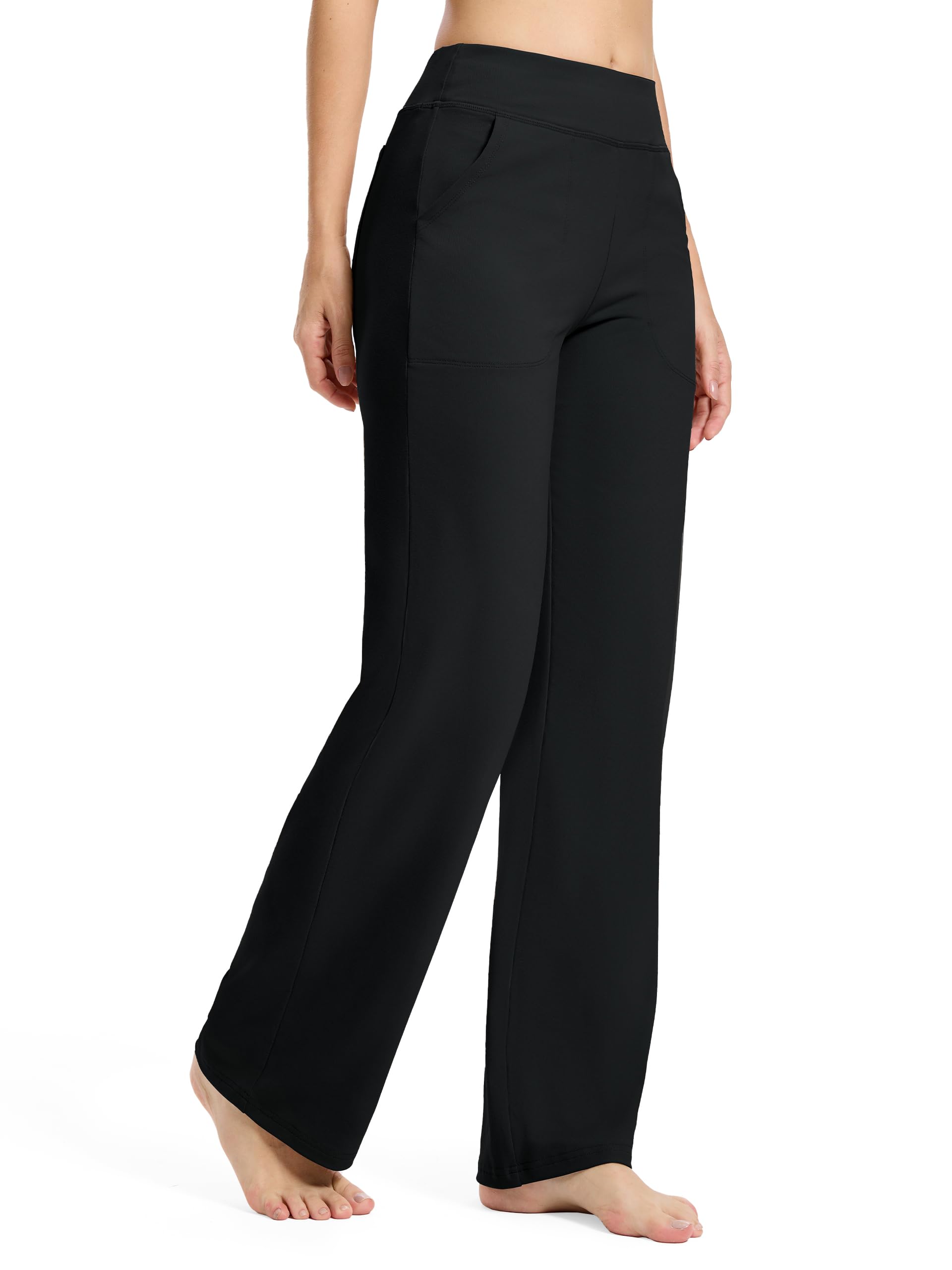 Photo 1 of SEVEGO Extra Tall Women's 36" Inseam Wide Leg Yoga Pants High Waist Stretch Sweatpants Loose Dress Work Trousers, Black, XL