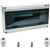 Fielect Circuit Breaker Box 18 Way Power Distribution Box IP65 Waterproof ABS Plastic Power Distribution Protection Box 14.37 x 7.67 x 4.33 Inches (365 x 195 x 110mm)