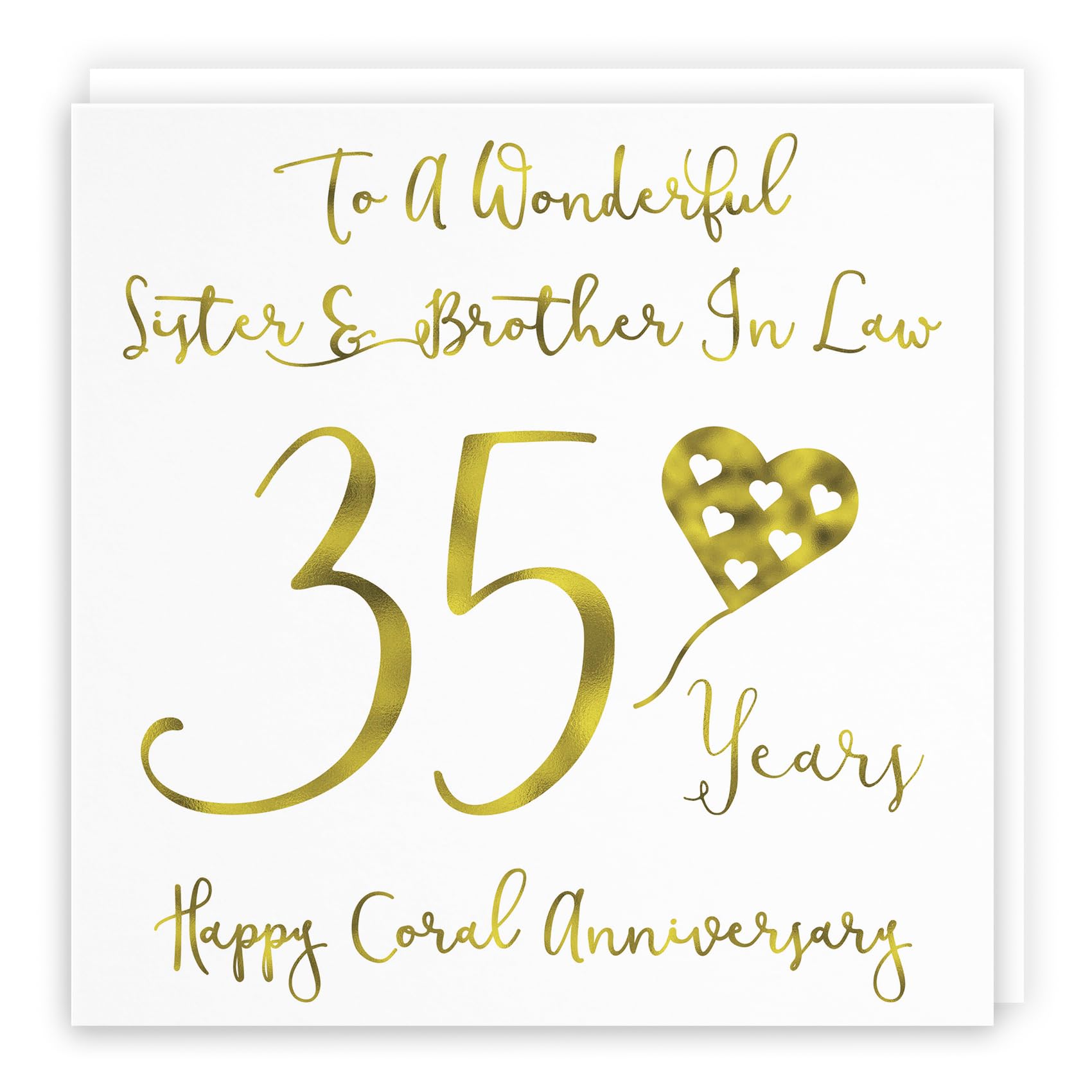 Hunts England - Sister And Brother In Law 35th Anniversary Card - To A Wonderful Sister & Brother In Law - 35 Years - Happy Coral Anniversary - Milano Collection — image 1