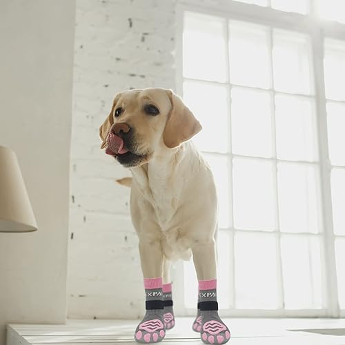 EXPAWLORER Anti-Slip Dog Socks to Prevent Licking Paws,Dog Shoes for  Hot/Cold Pavement,Best Paw Protector Trac