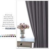 PONY DANCE Blackout Thermal Curtain 2 Panels 55 x 94 Inches Grey Eyelet Top view 8