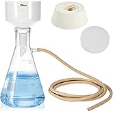 FOUR E'S SCIENTIFIC 1000mL Buchner Funnel Filtering Kit, 100mm | 1L Lab Borosilicate Glass Vacuum Flask, 100mm OD Ceramic Funnel, 100 Filter Paper, and Rubber Stoppers Set