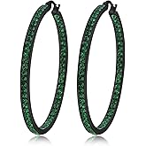 CiNily Mult-colors Crystal Stainless Steel Hoop Earring for Women Hypoallergenic Jewelry for Sensitive Ears Large Big Hoop Earrings 2"