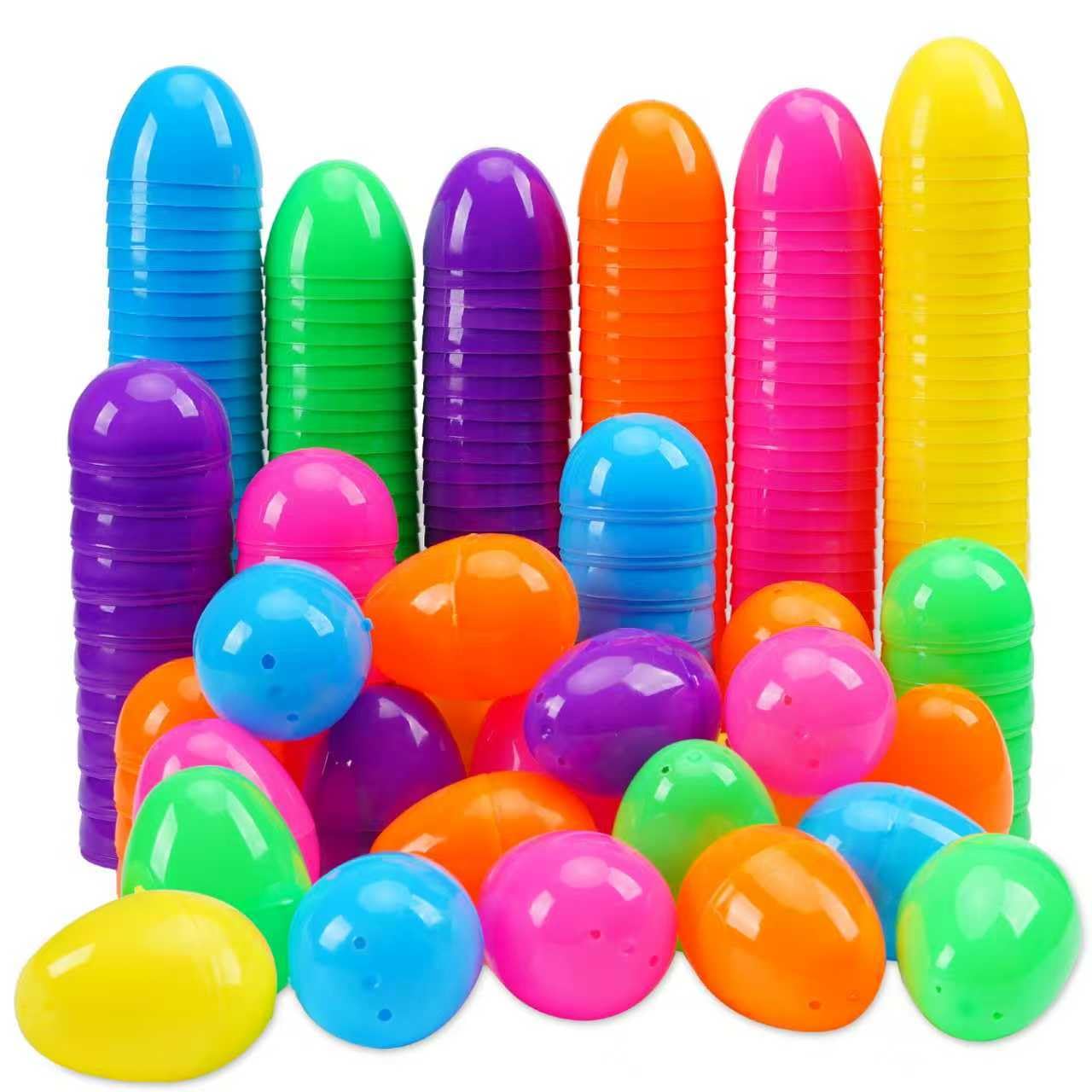 GCNBCNB 600 Pcs Plastic Easter Eggs,2.35" Bright Colors Easter Eggs for Easter Hunt, Easter Theme Party Decoration, Basket Stuffers Fillers