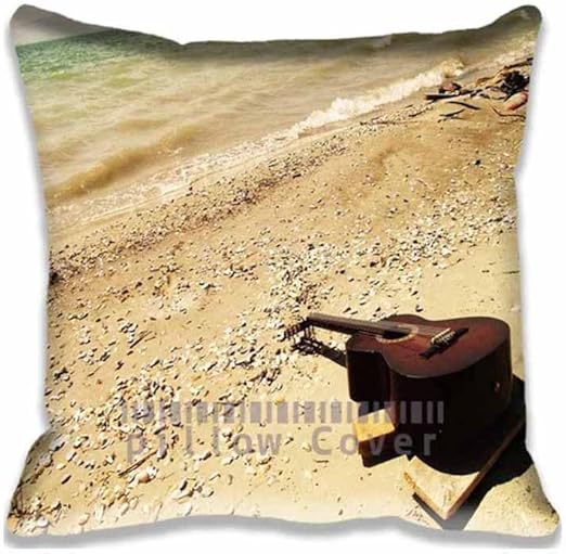 Amazon Com Guitar On The Beach Throw Pillows Cushion Covers