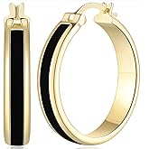 ENROSE Hoop Earrings for Women 14K Gold Black and Gold Earrings Women’s Hoop Earring 30mm*6mm In Width Design