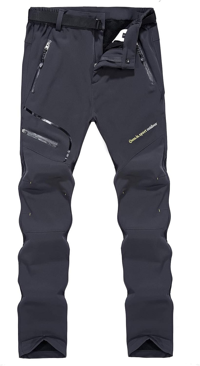SUKUTU Womens Waterproof Hiking Trousers Thermal Softshell Winter
