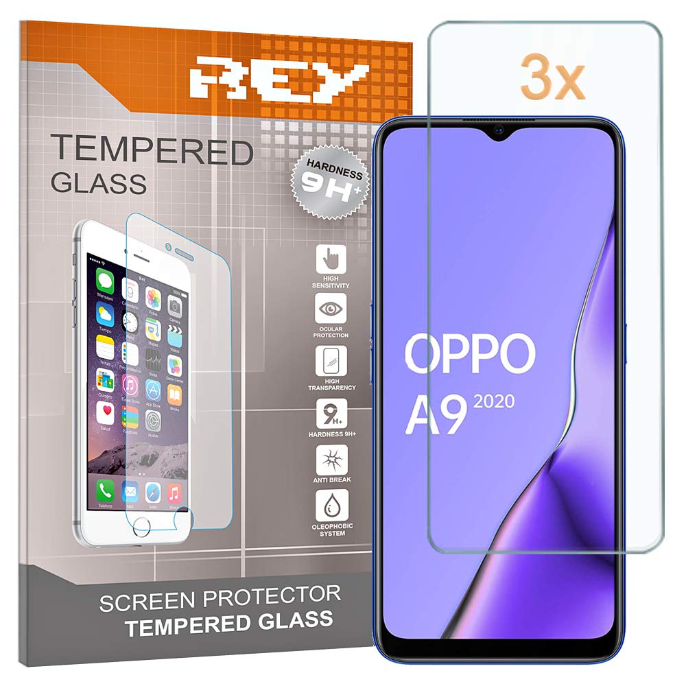 REY Screen Protector for OPPO A9 / OPPO F11, Tempered Glass Film, Premium quality, Perfect protection for scratches, breaks, moisture, [Pack 3x]