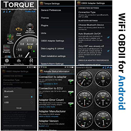 wsiiroon Car WiFi OBD 2, OBD2 Scan Tool, Car OBDII Scan Tool Auto Diagnostic Scanner Code Reader/Scan Tool Check Engine Light for iOS & Android (Black)