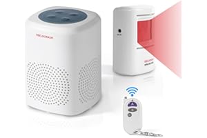 S SELDORAUK Dog Barking Alarm Motion Sensor with Remote- 1000 Feet Wireless Home Security Driveway Alarm Kit White