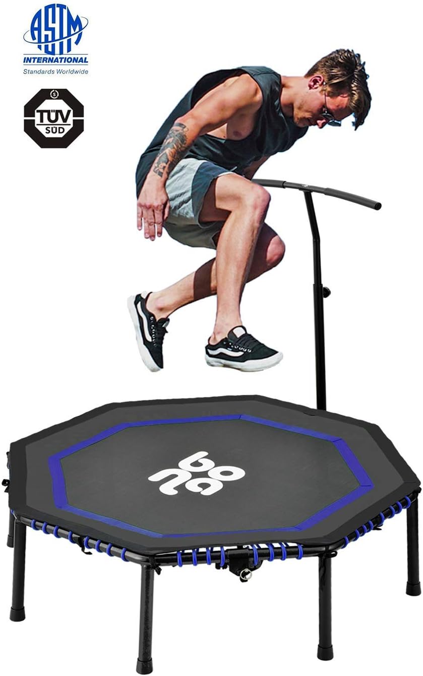 Newbona Rebounders Mini Trampolines for Adults- 48" Foldable&Silent Indoor Trampolines with Adjustable Handrail,Load 265lbs