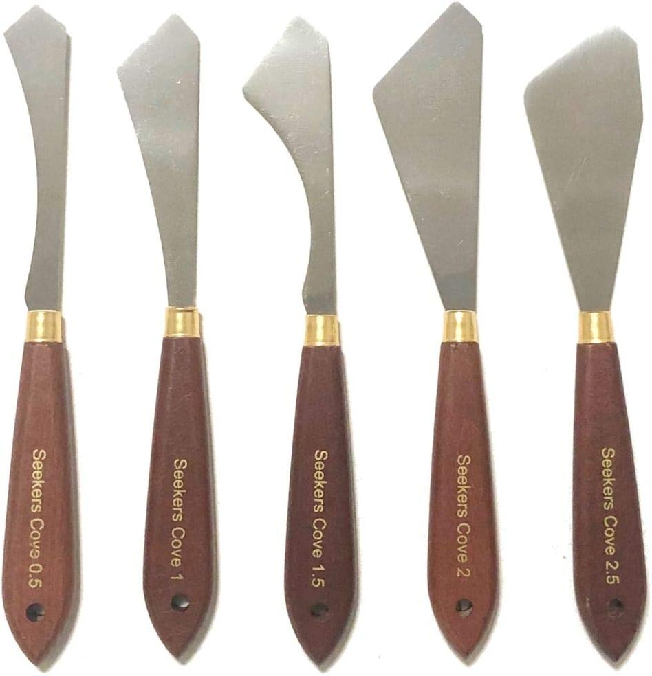 Painting Knife Set of 5 - Five Different Palette Knives Thin to Thick - Straight Edge Gentle Flex for Art and Paint (Unit, 5pcs)