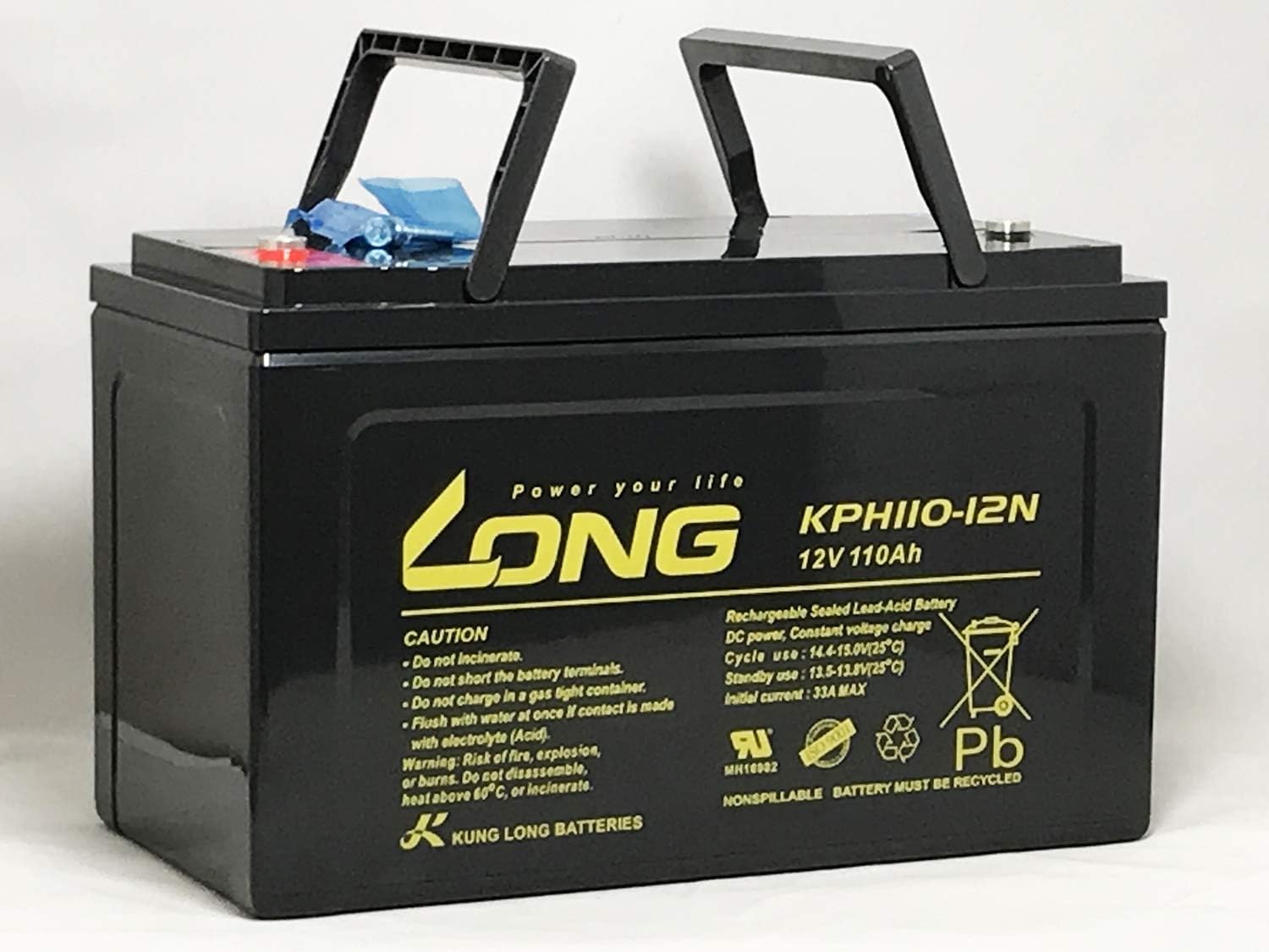 Amazon Long 長寿命タイプ 12v110ah 高性能シールドバッテリー 完全密封型鉛蓄電池 Kph110 12n 期待寿命10年 15年 防災用電源 バックアップ電源 停電用待機電源 蓄電容量13wh バッテリー 車 バイク