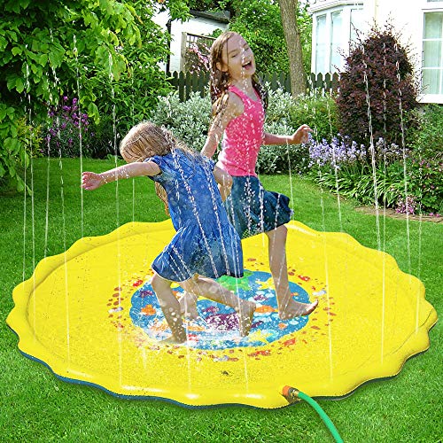 Candywe Splash Pad Kids Toys, 68" Sprinkle and Splash Play Mat Pad Toy for Children Infants Toddlers Boys Girls and Kids,Water Toys for Summer Fun Backyard Water Play Mat Outside Toys for Kids