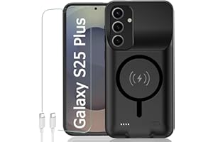 KCKEBLM Battery Case for Galaxy S25 Plus, [12000mAh] Slim Portable Protective Fast Charging Case Backup Power Bank Battery Case Compatible with Galaxy S25 Plus-6.7 inch-Black