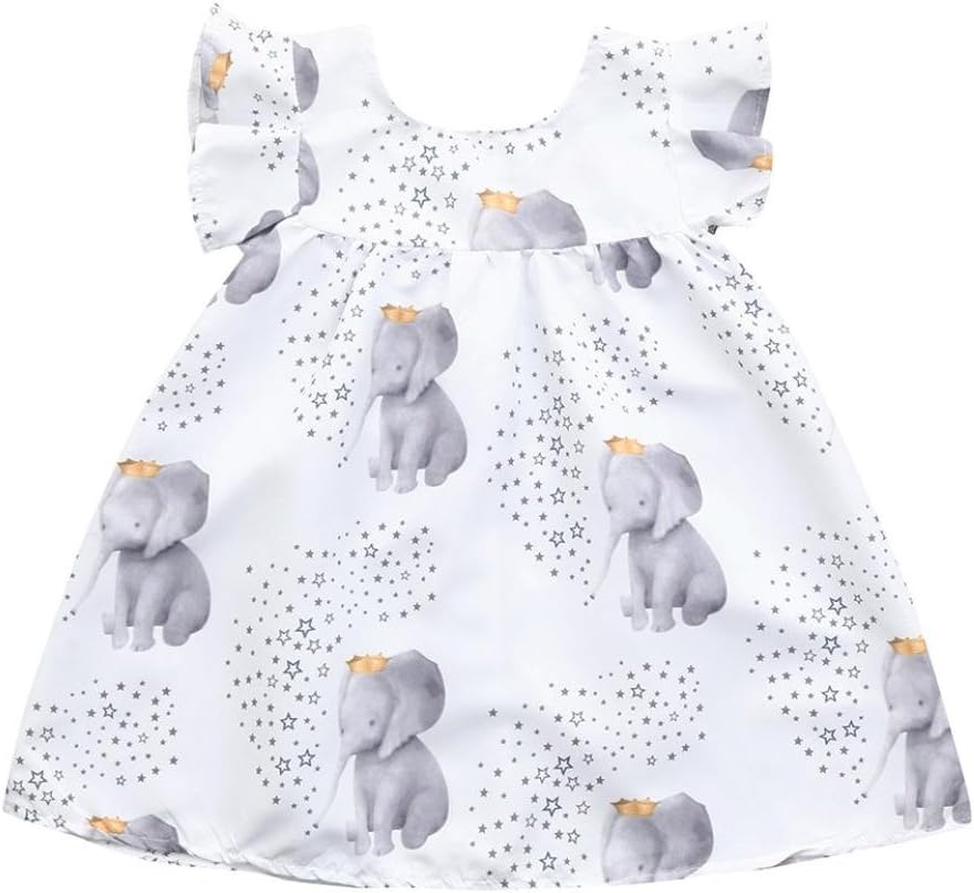 Girl's Dress, Doingshop Toddler Infant Baby Girls Dress Stars Elephant Print Dresses Clothing Character Mid-Calf Outfits