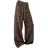 RoseSeek Women's Plus Size Cheetah Graphic Sweatpants Drawstring Waisted Wide Leg Pants