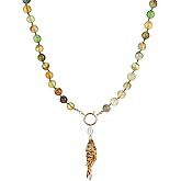 ALYXUY Handcrafted Multi-Colored Gemstone Beaded Necklace Gold Lucky Fish Pendant Pearl Exquisite Necklace for Women Simple Fashion Colorful Gemstones Necklaces Jewelry