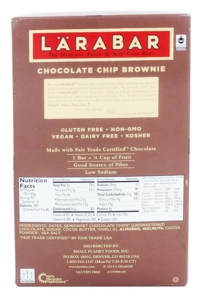 LARABAR CHOCOLATE CHIP BROWNIE – 16 BARS