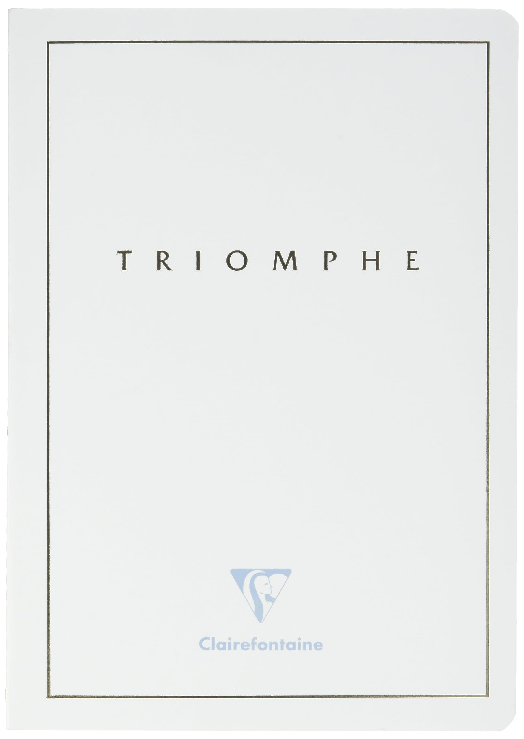 Clairefontaine 36126C Collection Triomphe GOLD A White Stitched Notebook - A5 14,8x21 cm - 96 Lined Pages - 90 g White Paper - Card Cover with Gold Marking