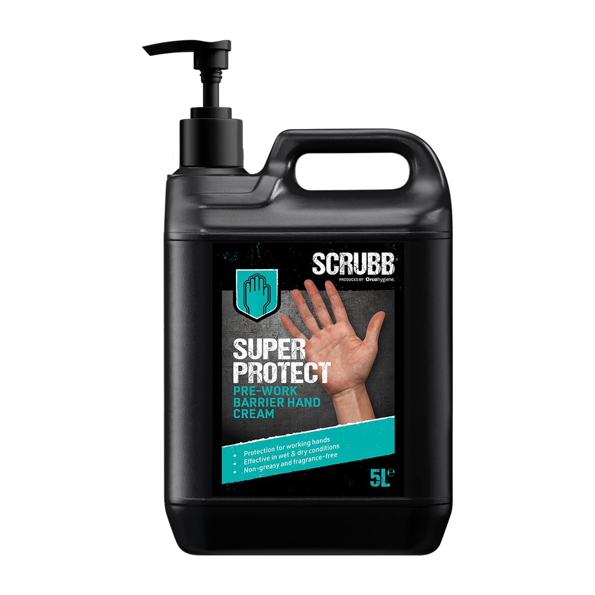 SCRUBB Super Protect Pre-Work Barrier Hand Cream Moisturiser Lotion, Non-greasy, Fragrance-free, 5L Pump Top