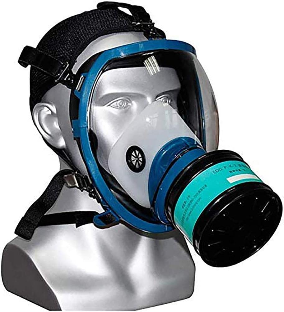 Gas Mask Full face, Large Size Accessories Respirator Canister Chemical masks, Widely Used in Organic Gas/Paint Spary/Chemical/Woodworking/Dust Protectio