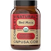 Organic Red Maca Root Capsules 800mg - Gelatinized Red Maca Powder Supplement, Plant Based Vegetarian Pills, Non GMO Clean Formula, 100 Count Glass Bottle, Made in USA Certified Organic Supplement