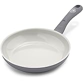 GreenLife Soft Grip Healthy Ceramic Nonstick 8" Frying Pan, PFAS & PFOA-Free, Dishwasher Safe, Egg Omelet Skillet, Cookware for Easy Cooking, Non-Stick Kitchen Essentials, Grey