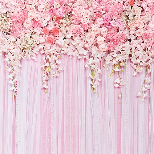 5x6.5ft Pink Flower Backdrop Photography Background Wedding Background