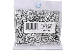 HI-SEAS Grand Slam Aluminum Fishing Line Crimp Sleeves - Bulk 500 Pieces, Durable and Strong Crimps for Monofilament 40lb Test up to 600lb Test for Saltwater Fishing Leaders