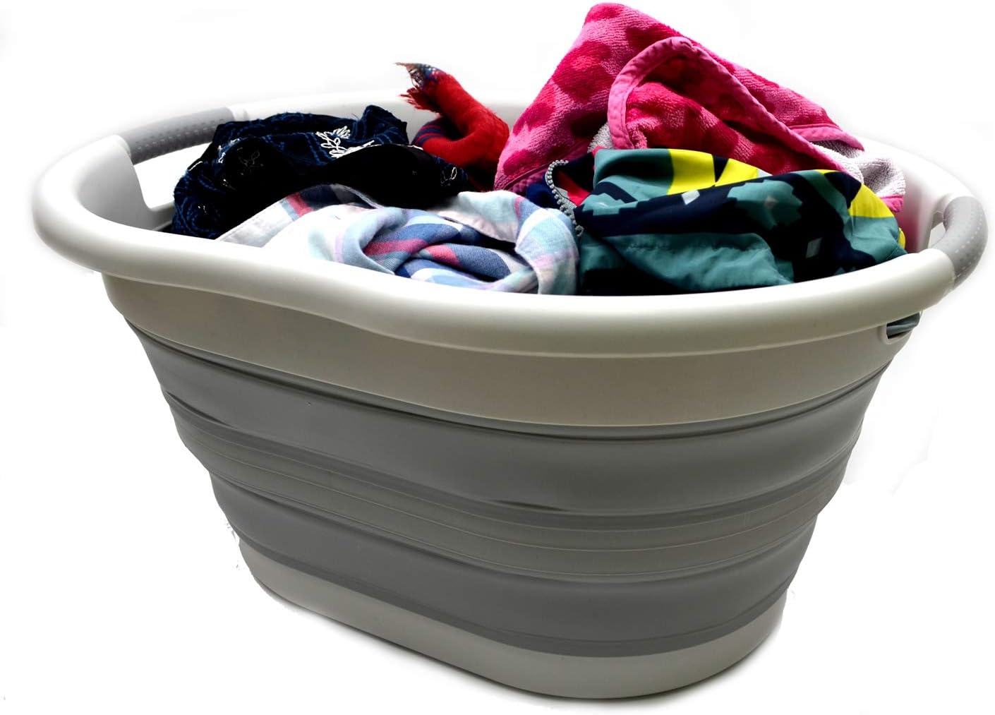 SAMMART 36L Collapsible Plastic Laundry Basket, Oval Tub/Basket, Foldable Storage Container/Organizer, Portable Washing Tub - Image 5