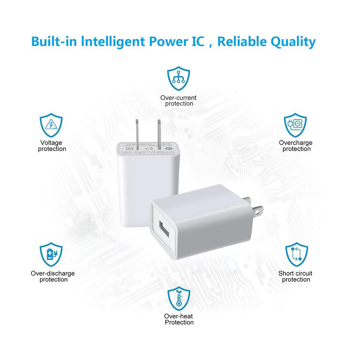 USB Wall Charger FOBSUNLAND ®. USB Wall Plug 5V 2A AC Power Adapter Compatible with iPhone,Pad,Samsung,Tablet,Kindle and More (White 2pack)