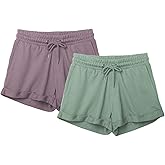 icyzone Workout Lounge Shorts for Women - Athletic Running Jogging Cotton Sweat Shorts(Pack of 2)
