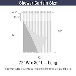 Gibelle Long Shower Curtain 72x80, Waffle Weave