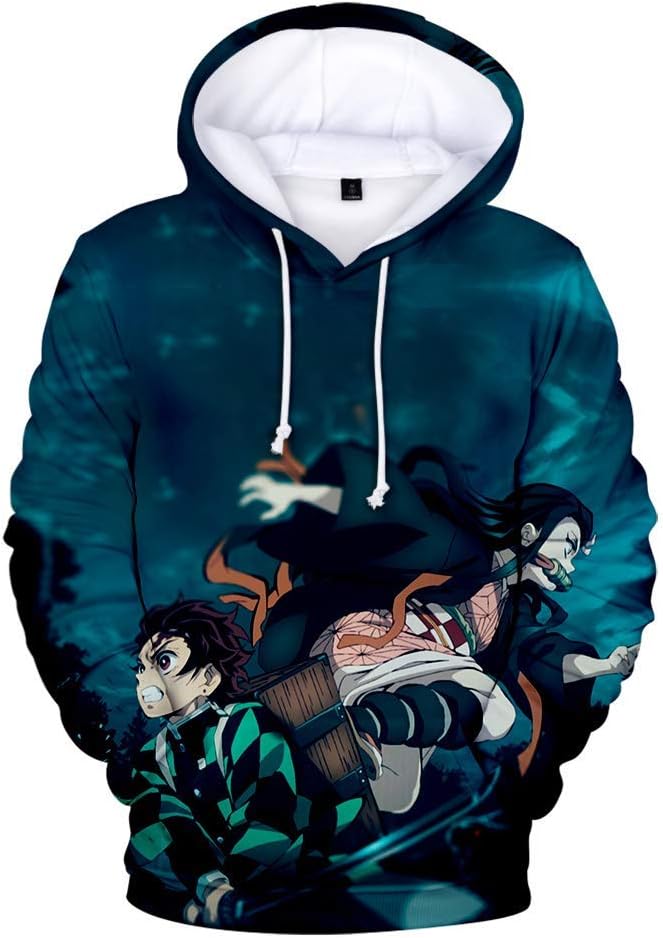 ALVIN EDMOND Demon Slayer: Kimetsu No Yaiba Unisex Hoodie 3D Printed Hooded Pullover Sweatshirt for Men Women Anime Fan