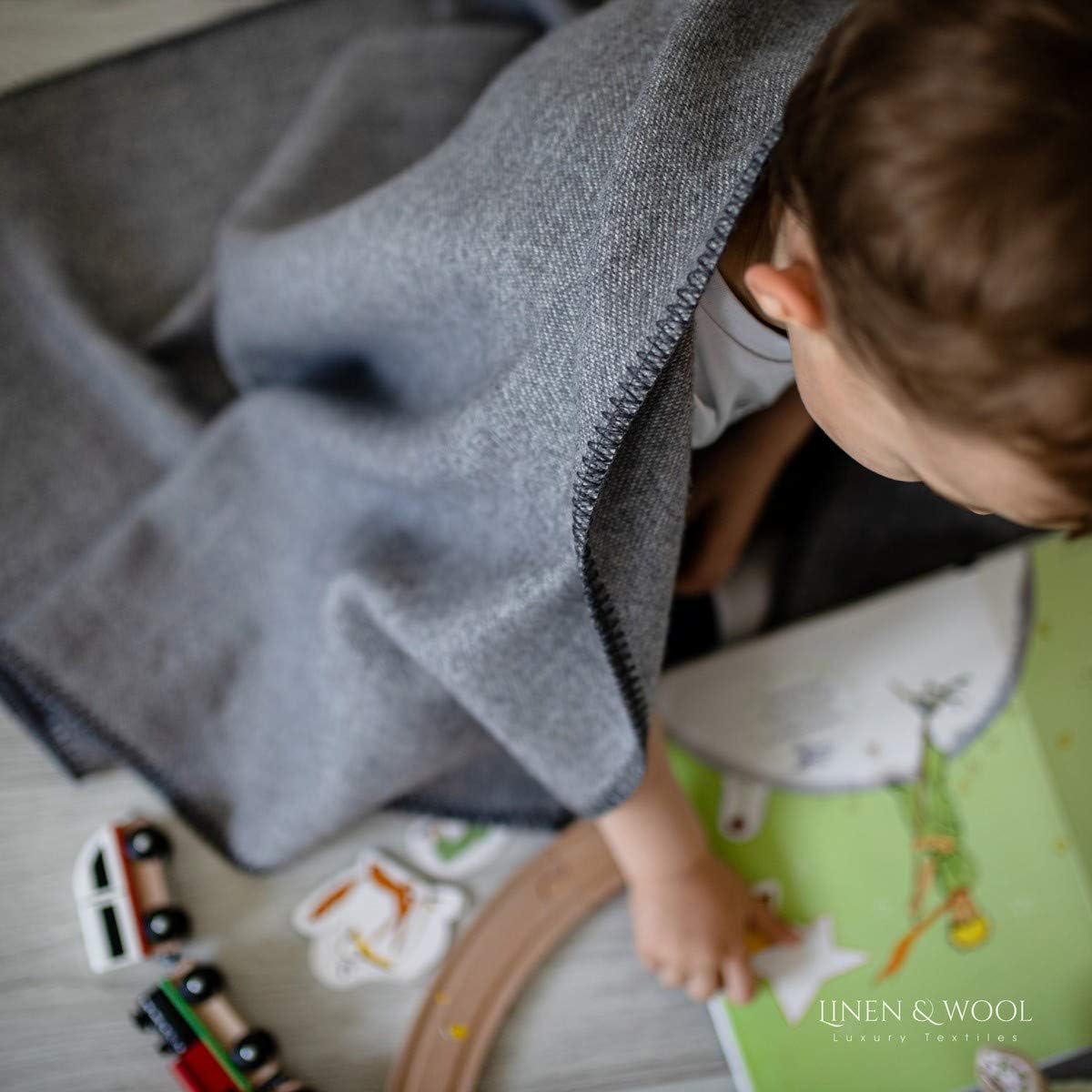 Linen & Cotton Extra Soft Warm Dual Sided Baby Throw Blanket Swaddle Wrap Santino for Newborn Boys Girls Unisex -100% Fine Merino Wool - Image 3
