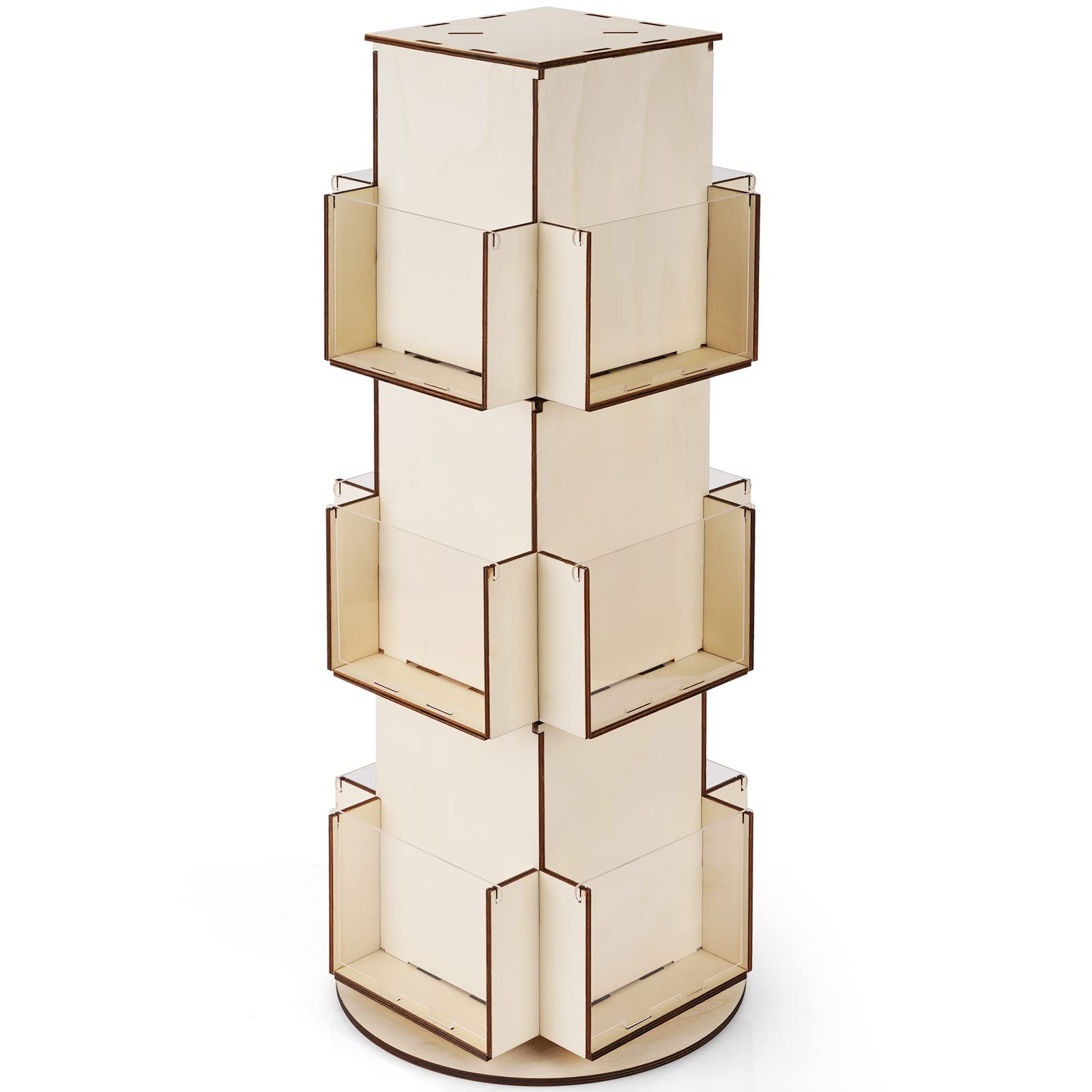 Whchiy Rotating Display Stand Greeting Card Display Stand Wooden Display Stands for Craft Fairs Card Stand Rack (Wood)